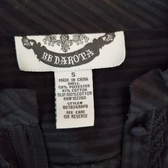 BB Dakota Ruffle Mini Dress Small Navy Blue Prairie Style Pleated - Picture 8 of 8